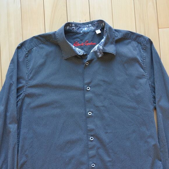 Robert Graham Button Down Shirt Size L Black White - Picture 2 of 4
